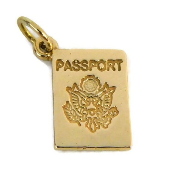 Passport Charm Pendant 14k Yellow Gold!!